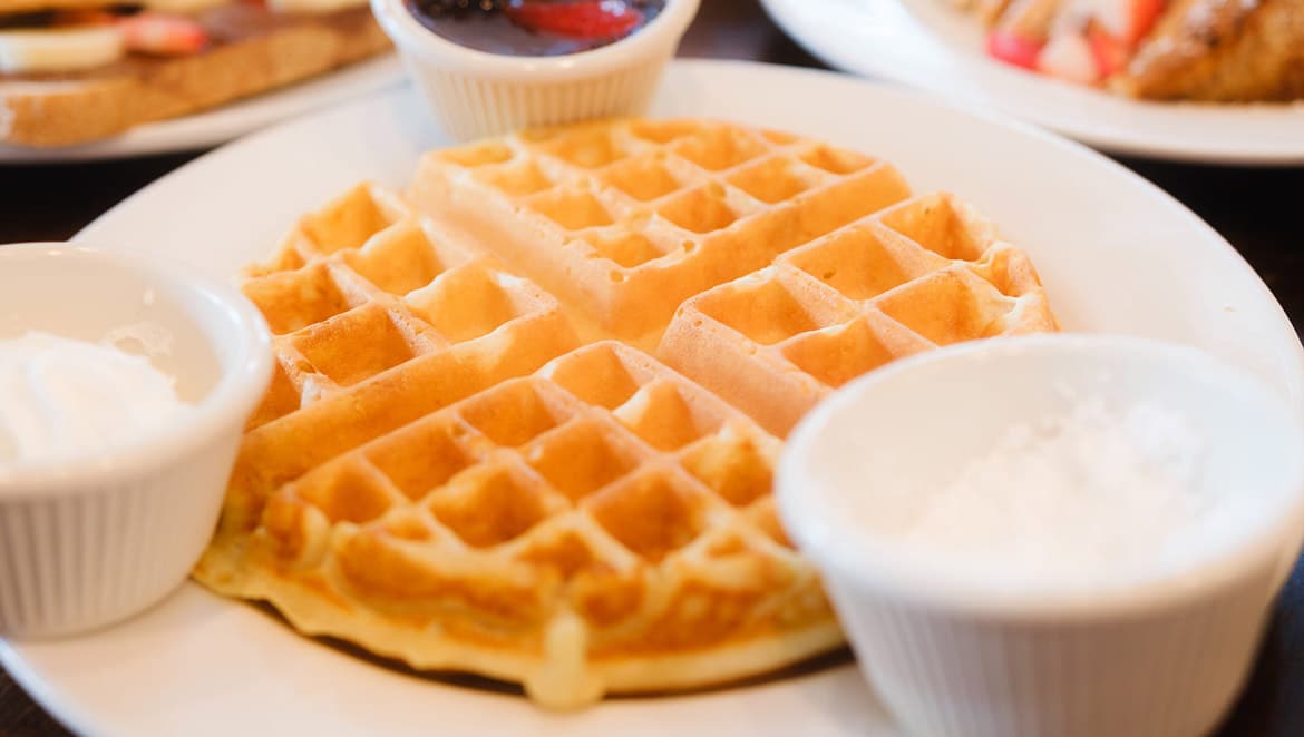 Photo of a waffle at a brunch franchise